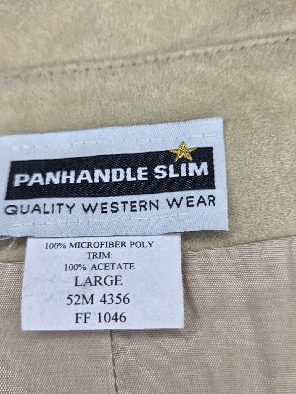 Panhandle Slim L LG Large Beige Suede Stud-Trim Embroidered Cuff Jacket - Picture 6 of 7